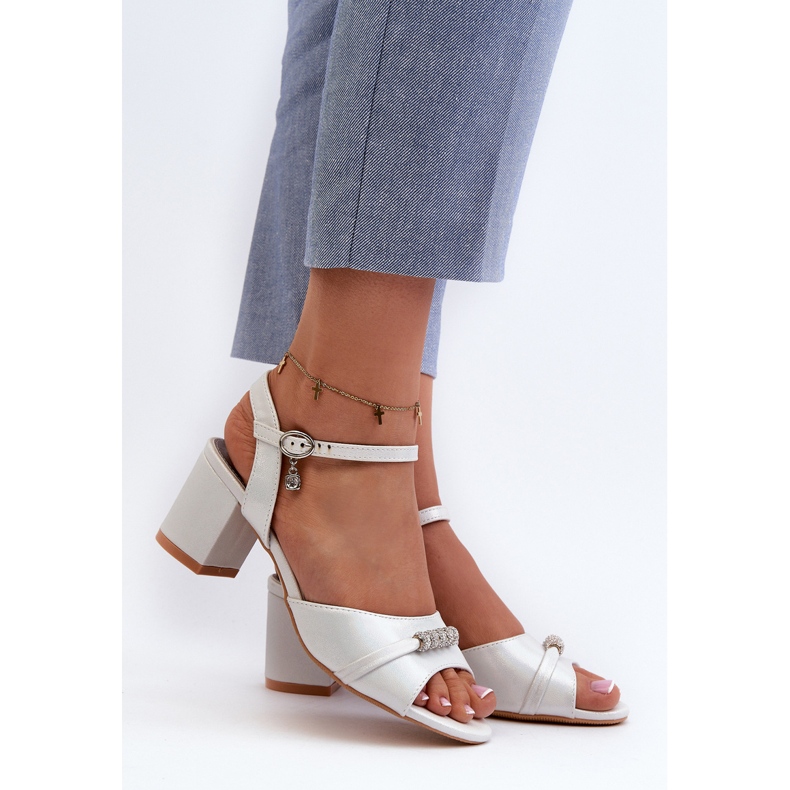 Vinceza Women's Eco Leather Sandals On A High Heel With Silver Narhi Decorations 2 Vinceza Women's Eco Leather Sandals On A High Heel With Silver Narhi Decorations 2