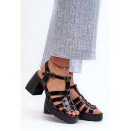 Vinceza Ladies' patent leather sandals on a high heel, Black Aninifer 2 Vinceza Ladies' patent leather sandals on a high heel, Black Aninifer 2