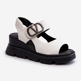 Vinceza Women's Wedge and Platform Sandals Made of Eco Leather, White Triaola 1 Vinceza Women's Wedge and Platform Sandals Made of Eco Leather, White Triaola 1