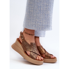 Jezzi Vaiara Women's Eco-Leather Sandals with a Copper Platform and Wedge brown 2