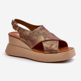 Jezzi Vaiara Women's Eco-Leather Sandals with a Copper Platform and Wedge brown 1