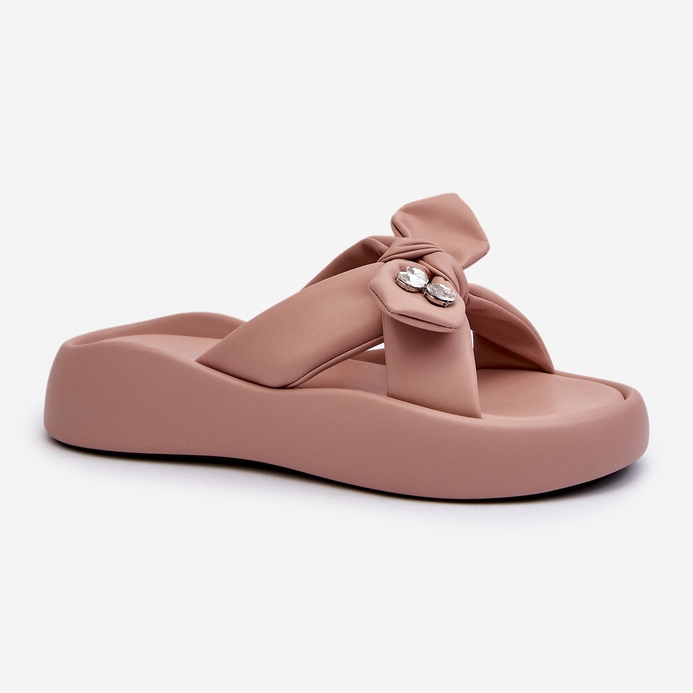 Women's Leather Flip-Flops on the Platform Pink GOE NN2N4109 1