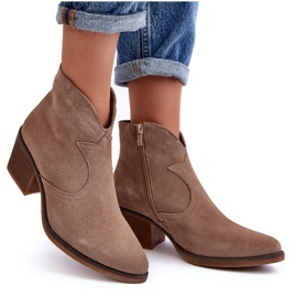 S.Barski Suede Cowboy Boots With Zipper D&amp;A SN622-29 Dark Beige 4