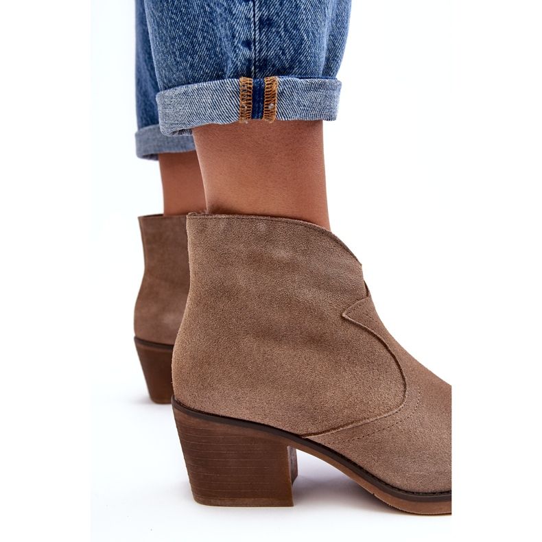 S.Barski Suede Cowboy Boots With Zipper D&amp;A SN622-29 Dark Beige 3