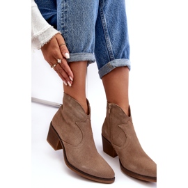 S.Barski Suede Cowboy Boots With Zipper D&amp;A SN622-29 Dark Beige 1