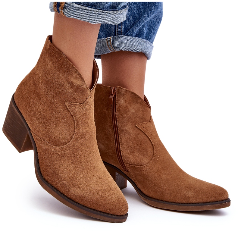 S.Barski Suede Cowboy Boots With Zipper D&amp;A SN622-29 Camel brown 4