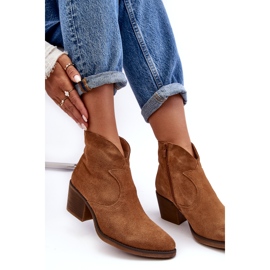 S.Barski Suede Cowboy Boots With Zipper D&amp;A SN622-29 Camel brown 3
