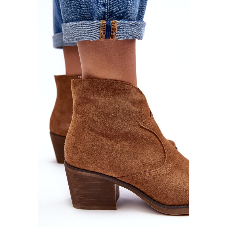 S.Barski Suede Cowboy Boots With Zipper D&amp;A SN622-29 Camel brown 2