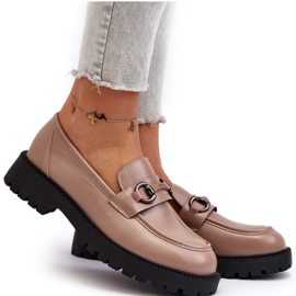 Vinceza Women's Beige Eco Leather Loafers with Decoration 5