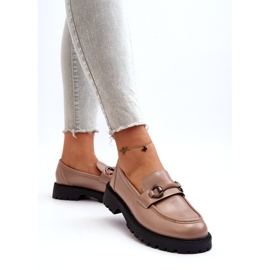 Vinceza Women's Beige Eco Leather Loafers with Decoration 4