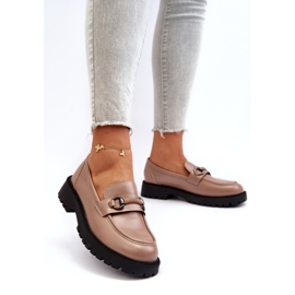 Vinceza Women's Beige Eco Leather Loafers with Decoration 3
