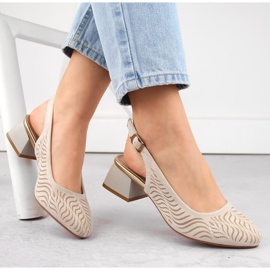 Women's beige suede heel sandals Jezzi RMR2263-4 1