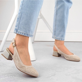 Women's beige suede heel sandals Jezzi RMR2263-4 2
