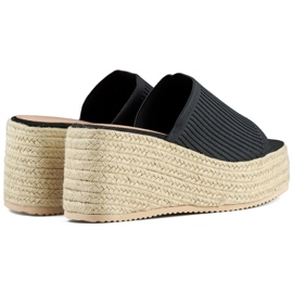Black espadrille flip-flops with a high wedge 1