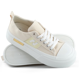 Beige fashionable women's sneakers with a thick platform sole 1