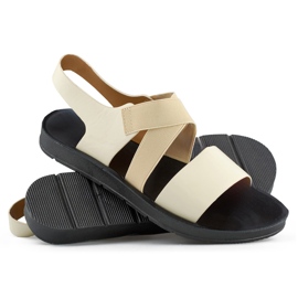 Beige elastic sandals with a fitted upper and elastic band 1