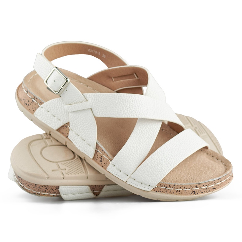 White women's sandals with a leather insole 1