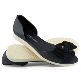 Light black open ballet flats with a bow 1