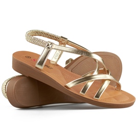 Women's gold sandals with a flat sole golden 1