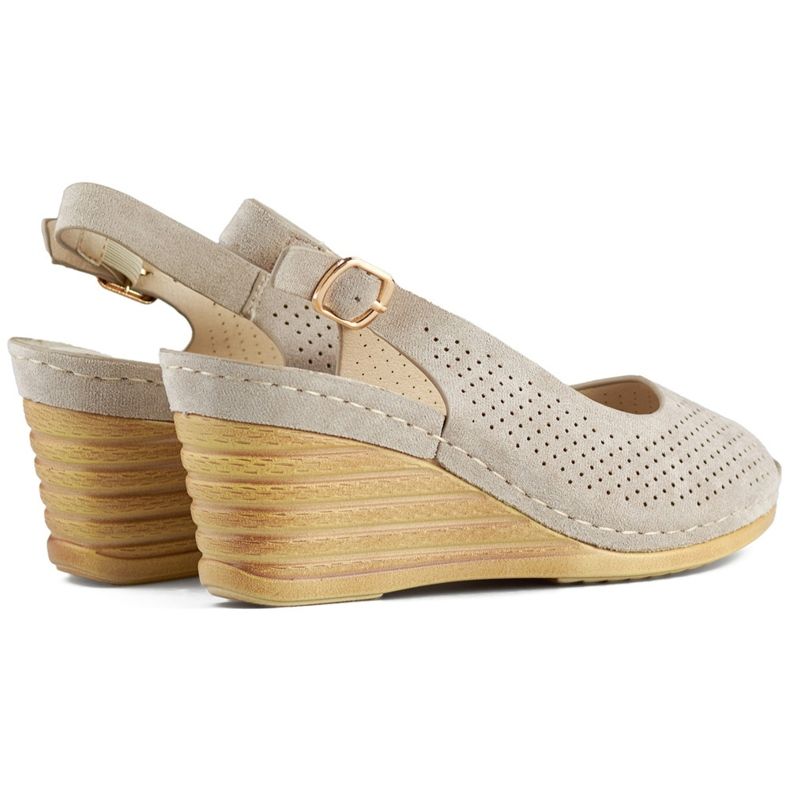 Goodin Openwork beige wedge sandals 1