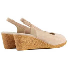 Beige wedge sandals, comfortable high-heeled sandals 1