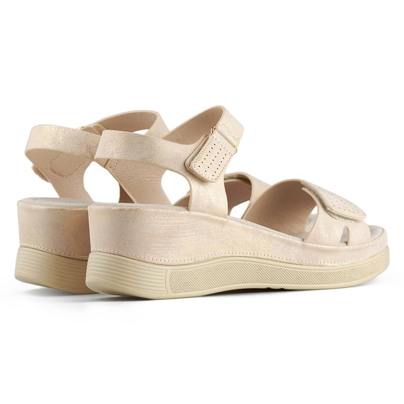 Beige women's sandals with Velcro adjustment 1 Beige women's sandals with Velcro adjustment 1