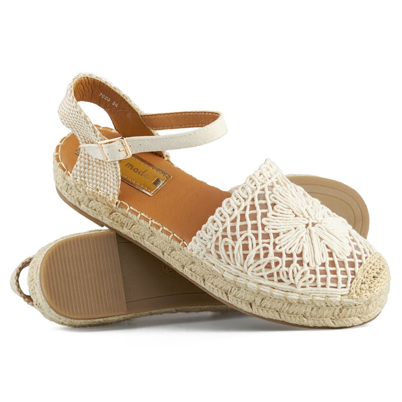 Beige espadrille sandals with a thick sole, braided espadrilles 1