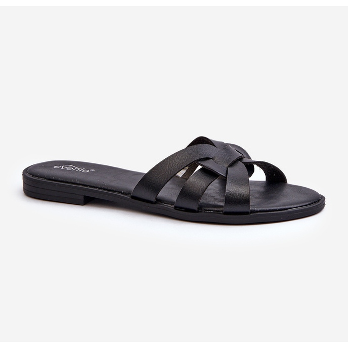 Women's Flat Flip-Flops Made of Eco Leather, Black Rosalini 1