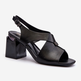 Vinceza Elegant Women's High Heel Sandals, Eco Leather, Black Asellesa 1