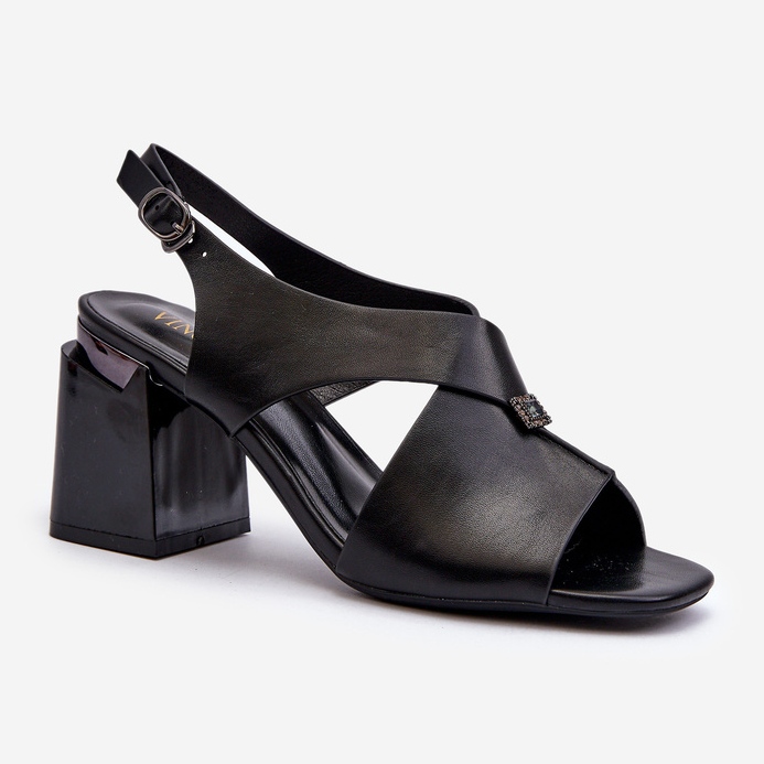 Vinceza Elegant Women's High Heel Sandals, Eco Leather, Black Asellesa 1