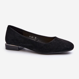 Women's Eco Suede Ballet Flats With Low Heels, Black Sergio Leone PB202 1 Women's Eco Suede Ballet Flats With Low Heels, Black Sergio Leone PB202 1