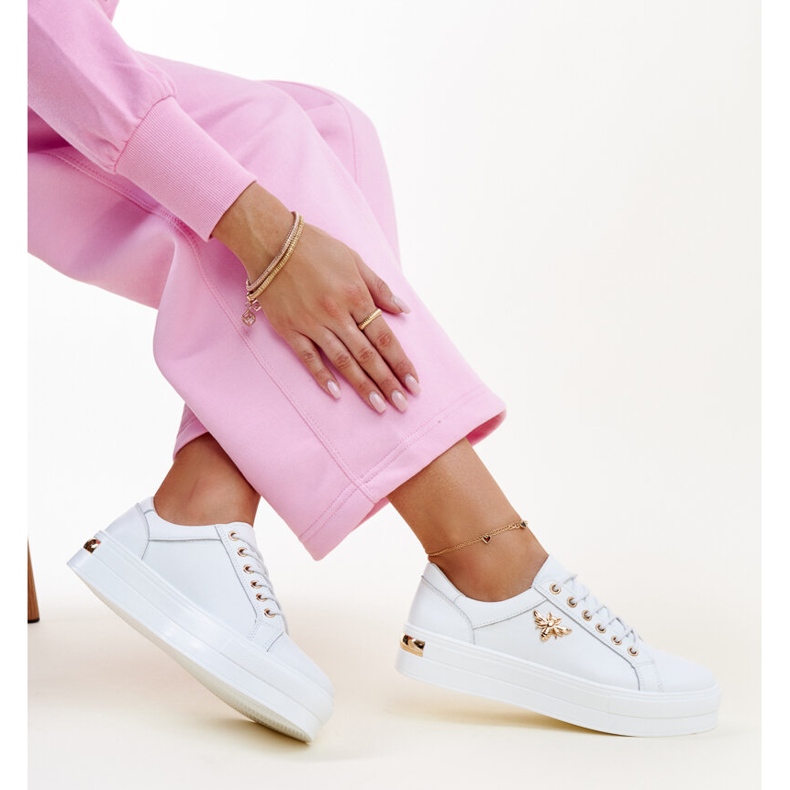 White leather sneakers with a thick Mikka sole 1