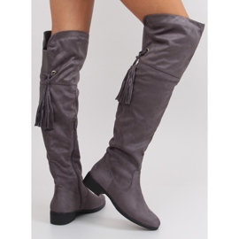 Gray fringed musketeer boots grey 1
