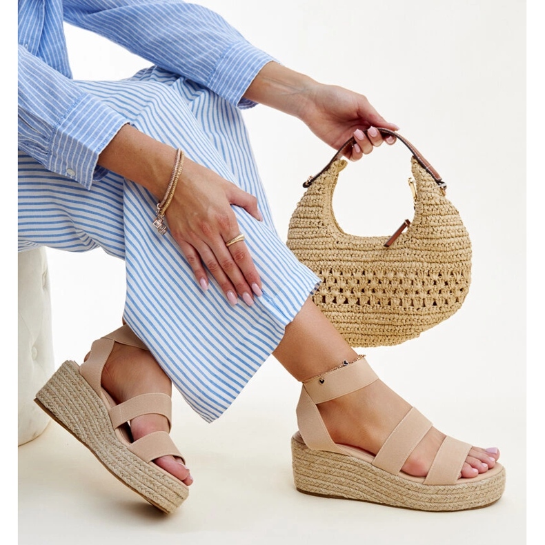 Beige wedge sandals Minna 1