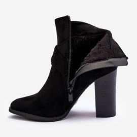 Suede Ankle Boots On A High Heel With A Buckle, Black Eftane 2
