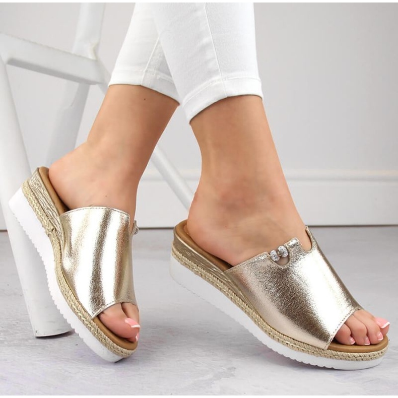 Potocki W WOL145A metallic wedge sandals, gold golden 1