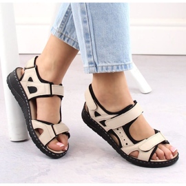 Comfortable leather sandals Artiker W HBH77, beige 1