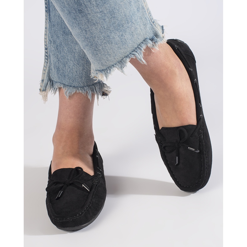 Comfortable black suede moccasins for women 1