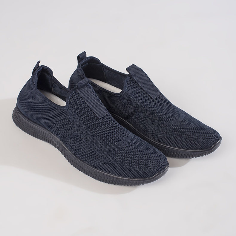 Navy blue women's slip-on sports shoes 1