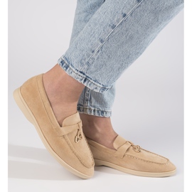 Women's beige suede moccasins 2