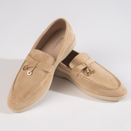 Women's beige suede moccasins 1