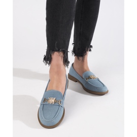 Stylish women's denim moccasins blue 2