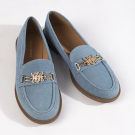 Stylish women's denim moccasins blue 1