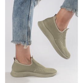 Green women's slip-on sports shoes 2