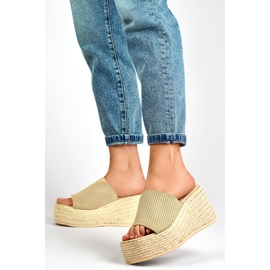 Espadrille flip-flops on a high wedge with gold thread golden 1