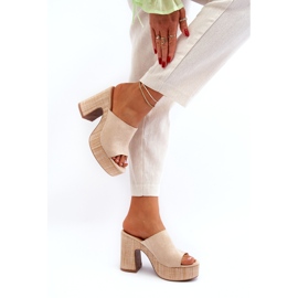 Beige Women's Flip-Flops with High Heels 3