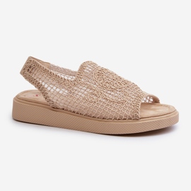 Beige Women's Openwork Sandals on the Platform Mennita 1