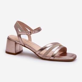Women's Low-Heel Sandals Made of Eco Leather Sergio Leone SK046 Rose Gold golden 1 Women's Low-Heel Sandals Made of Eco Leather Sergio Leone SK046 Rose Gold golden 1