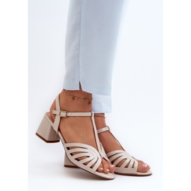 Patent Women's High Heel Sandals Sergio Leone SK880 Beige 2