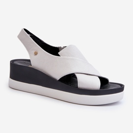 Zazoo 40256 Leather Wedge Sandals, White 1